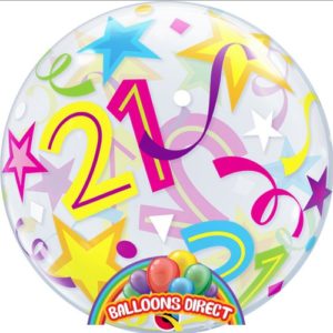 21st birthday 22" shapes bubble balloon from balloons direct