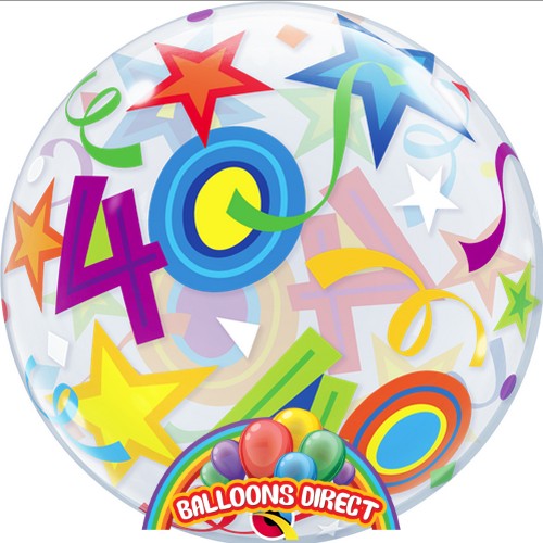 40th birthday 22" shapes bubble balloon from balloons direct