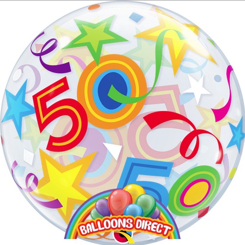 50th birthday 22" shapes bubble balloon from balloons direct