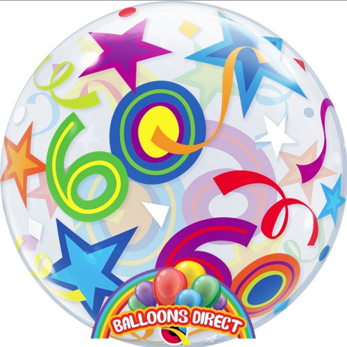60th birthday 22" shapes bubble balloon from balloons direct