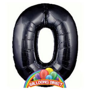 black number 0 large 34" foil balloon