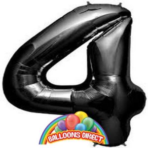 black number 4 large 34" foil balloon