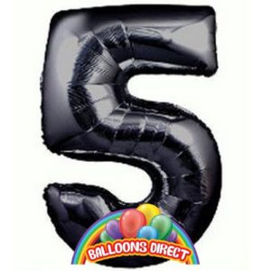 Large 36 inch number 5 black inflated foil balloon