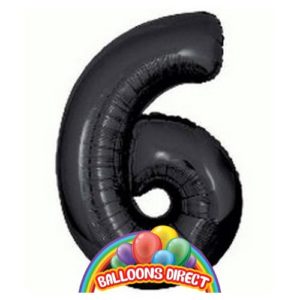 black number 6 large 34" foil balloon