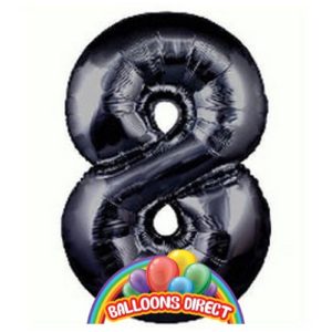 black number 8 large 34" foil balloon