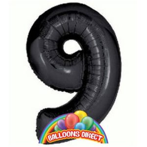 black number 9 large 34" foil balloon
