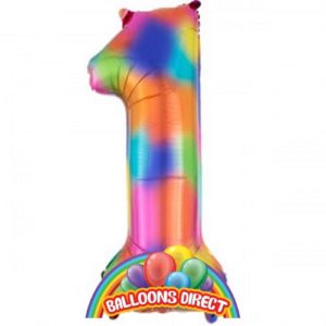 rainbow number 1 large 34" foil balloon