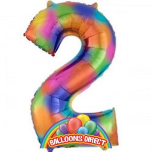 rainbow number 2 large 34" foil balloon