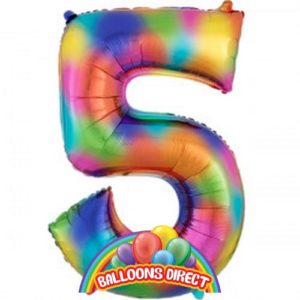 rainbow number 5 large 34" foil balloon