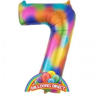rainbow number 7 large 34" foil balloon from BalloonsDirect.ie