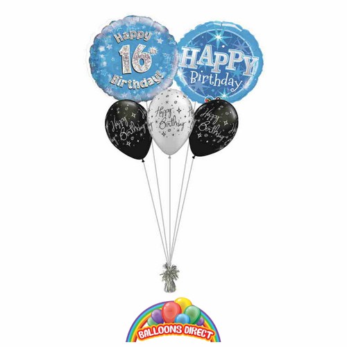 Buy Blue 16th Birthday Balloon Bouquet | Balloons Direct