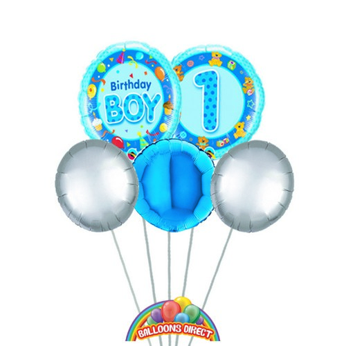 Our age 1 blue boys balloon bouquet from balloons direct.ie