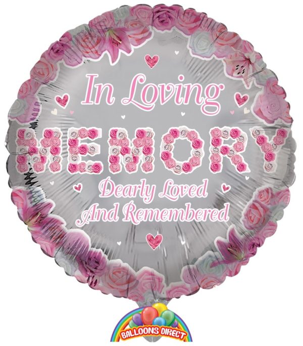 Our in loving memory pink foil balloon from balloons direct.ie